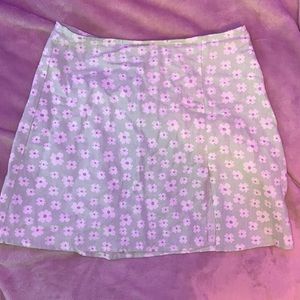Green floral skirt with slit